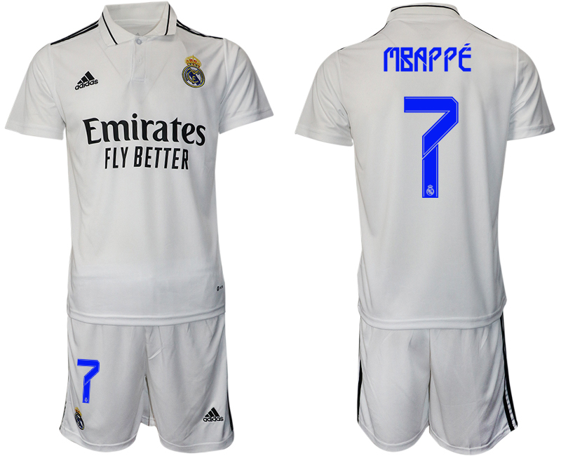 Men 2022-2023 Club Real Madrid home white #7 Adidas Soccer Jersey->real madrid jersey->Soccer Club Jersey